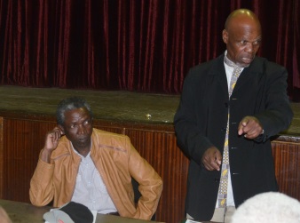 TRADITIONAL MATTERS: Senior leaders of Isizwe Sabathembu in the Chris Hani District held a meeting at the Komani Town Hall last week for the formation of the new Zonke Izizwe structure with, from left, secretary Thozamile Sokupe and chairman Simon Bhokwe Picture: BHONGO JACOB