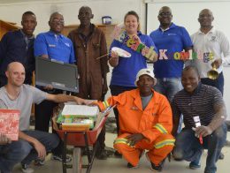 Standard Bank and Rak Company staff working on the new KwaKomani Comprehensive School library 