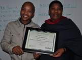 WINNING STREAK: Intsika Yethu Municipality has been recognised for its efforts in dealing with waste management processes, having won the 2016 National Waste Khoro award. Community services assistant manager, Khanyisile Gantsho, left, and community services director Ayakha Ntengenyane show off the award Picture: SUPPLIED